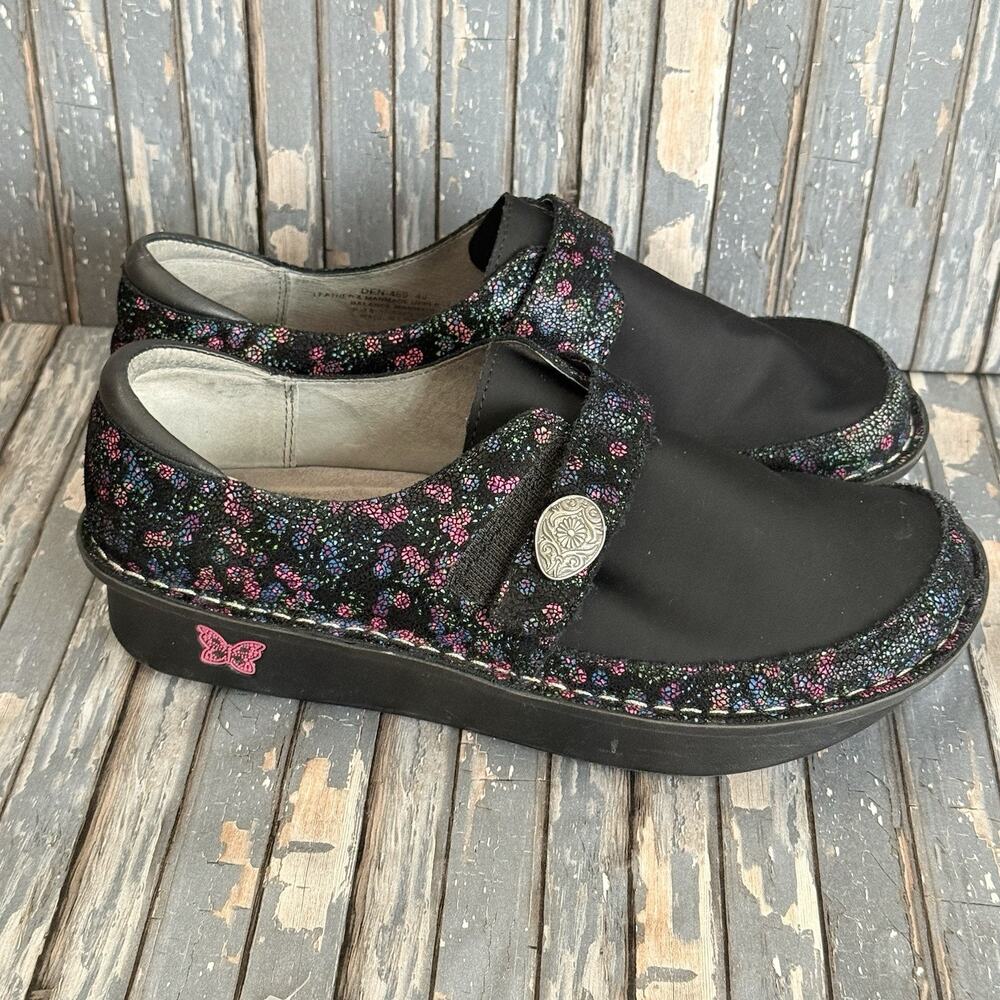 Alegria Dena Dream Fit Clogs Sweetums Black Floral Slip On Comfort Shoes 40